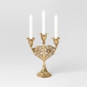 THRESHOLD NWT metal Victorian goth candelabra -gold -10.25”